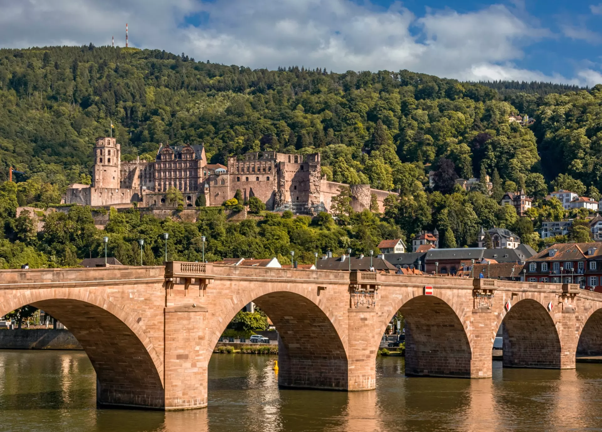 Brücke und Burg in Heidelberg.