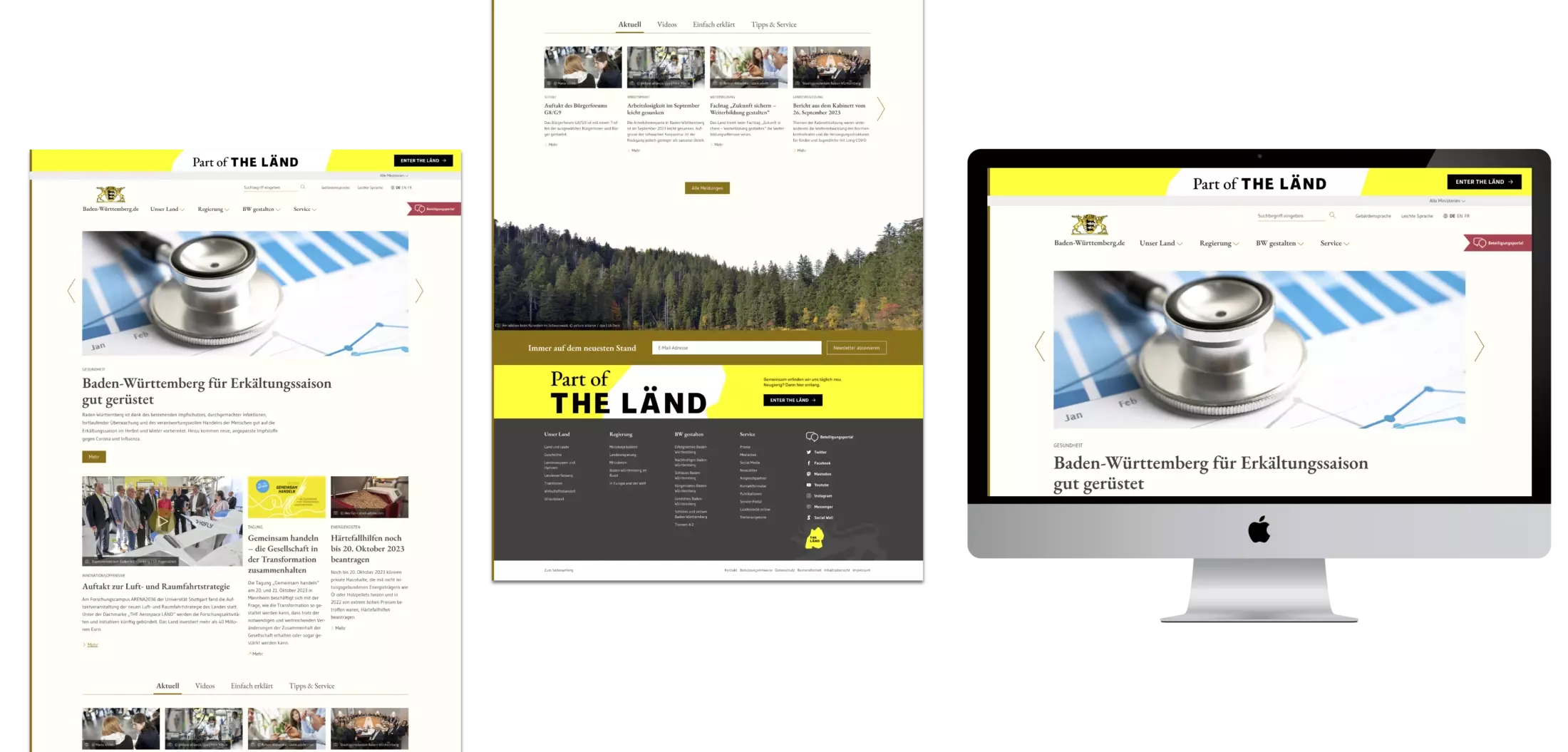 Screenshot von baden-württembgerg.de als Mockup in einen Imac eingesetzt