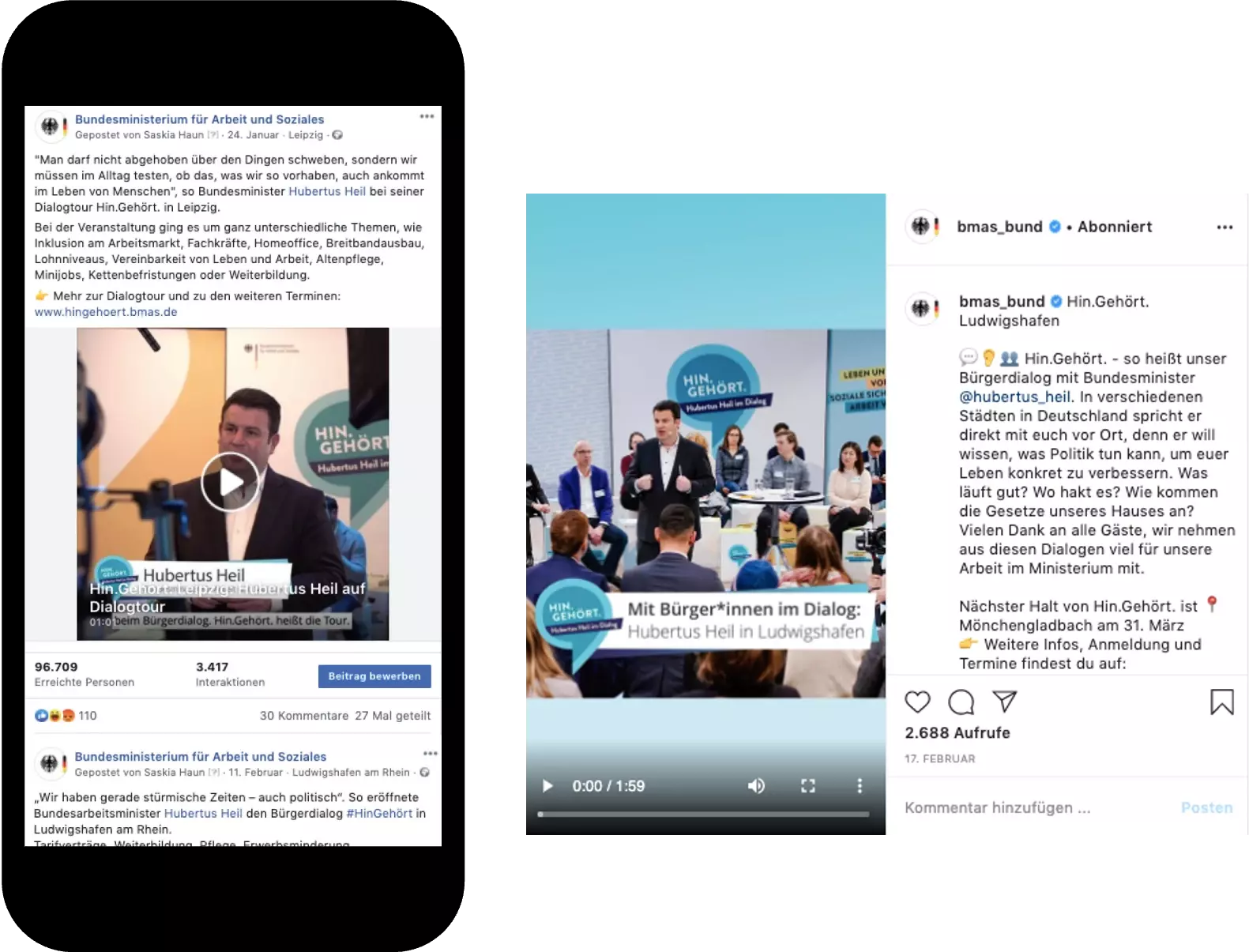Eine Collage verschiedener Post in den Sozialen Medien, begleitend zur Veranstaltung.