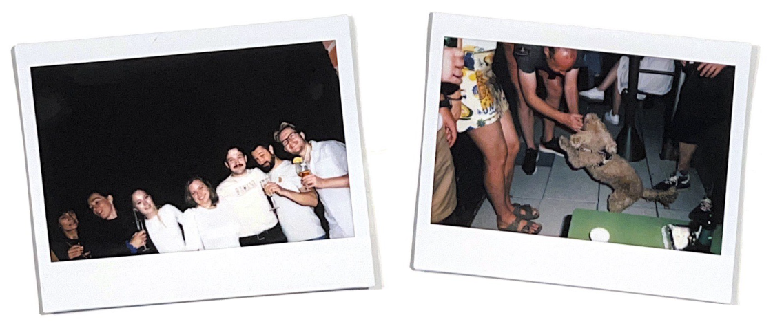 zwei Polaroids mit Mitarbeitenden von ressourcenmangel